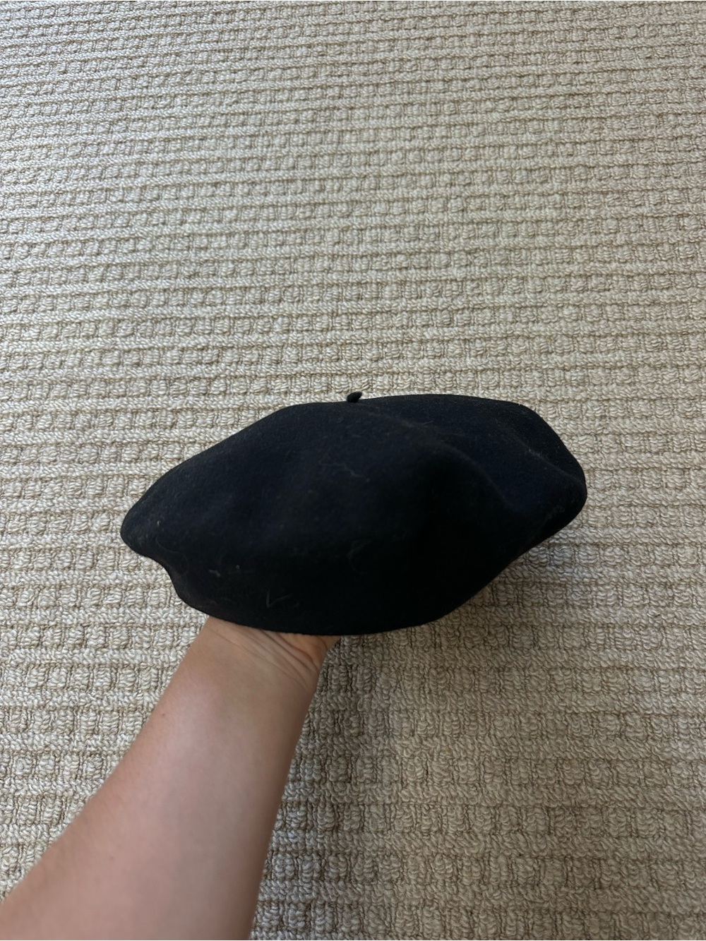 Hoquy Beret De Luxe Vintage Retro Black Wool Basque Beret Sz M